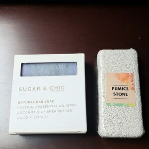 Lavender Organic Bar Soap and Pumice Stone Set Vegan Cruelty-Free
